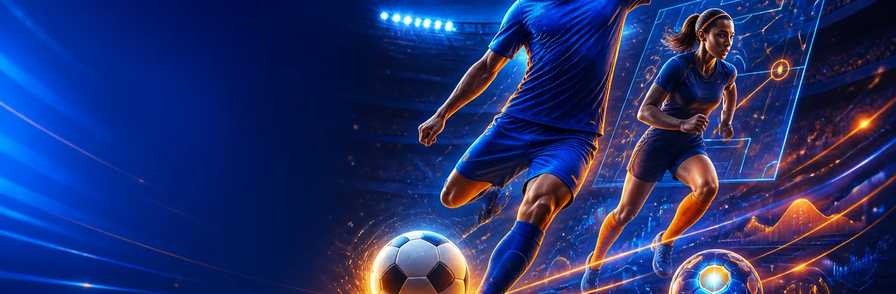 Banner dữ liệu thể thao với sân vận động đêm và bảng chiến thuật